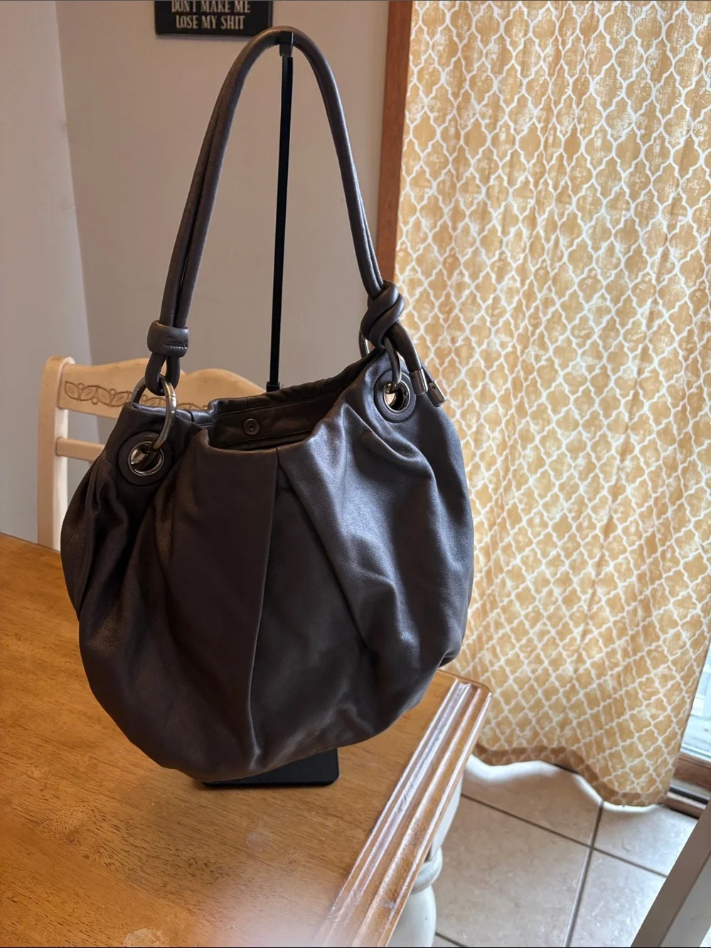 Coach 2009 Parker metallic pewter Leather Knotted-Handle Hobo